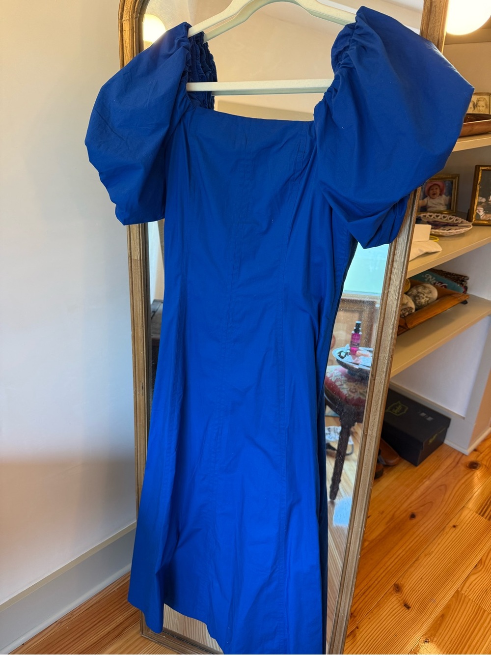 LOFT Royal Blue Puff-Sleeve Midi Dress